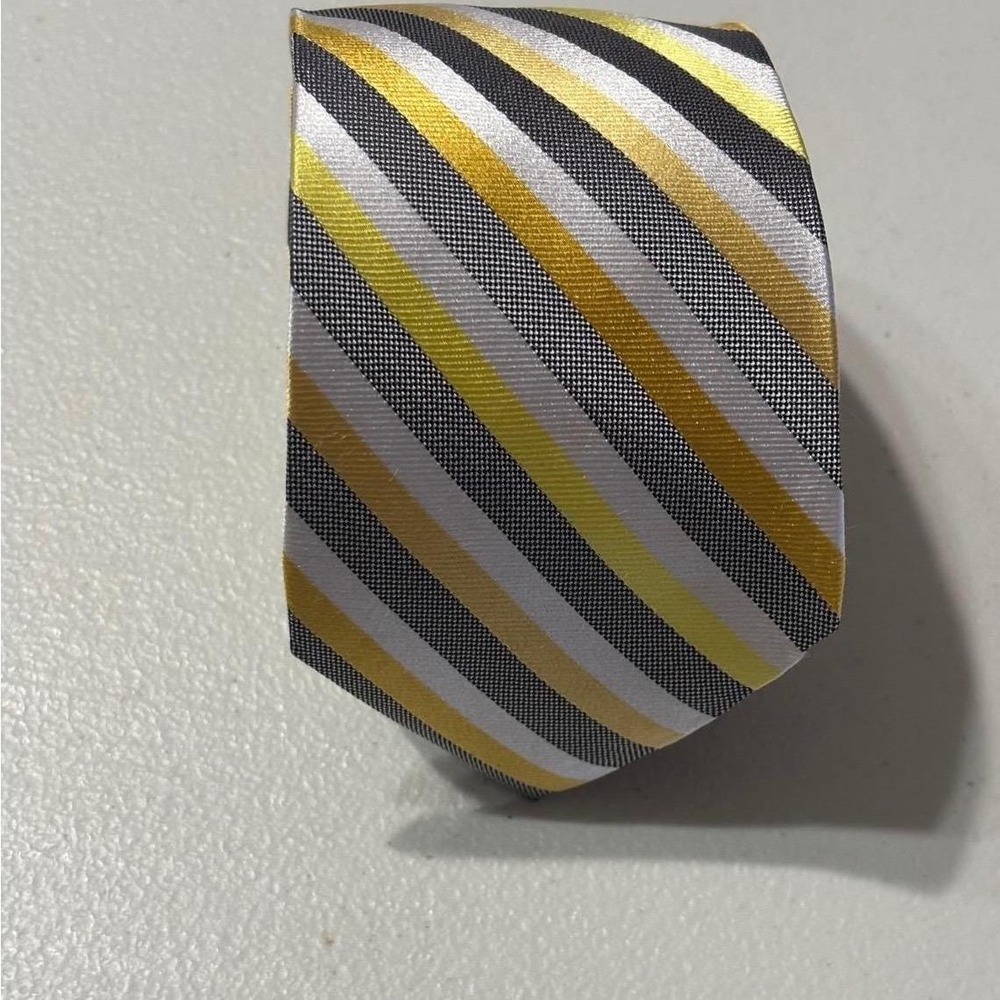 EXPRESS Striped‎ Necktie Yellow Gray White Business Formal Men's Accessory